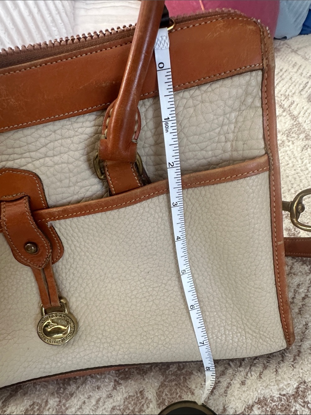 Vintage 1991 Dooney & Bourke AWL Satchel Original Receipt USA Cream Tan Leather - Picture 16 of 16
